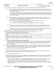 Formulario UD-101 Caratula Obligatoria Del Demandante Y Alegaciones Suplementarias: Retencion Ilicita - California (Spanish), Page 2