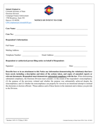 Form CPF-47 &quot;Notice of Intent to Cure&quot; - Colorado