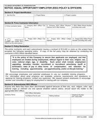Document preview: CDOT Form 0388 Notice: Equal Opportunity Employer (EEO) Policy & Officers - Colorado
