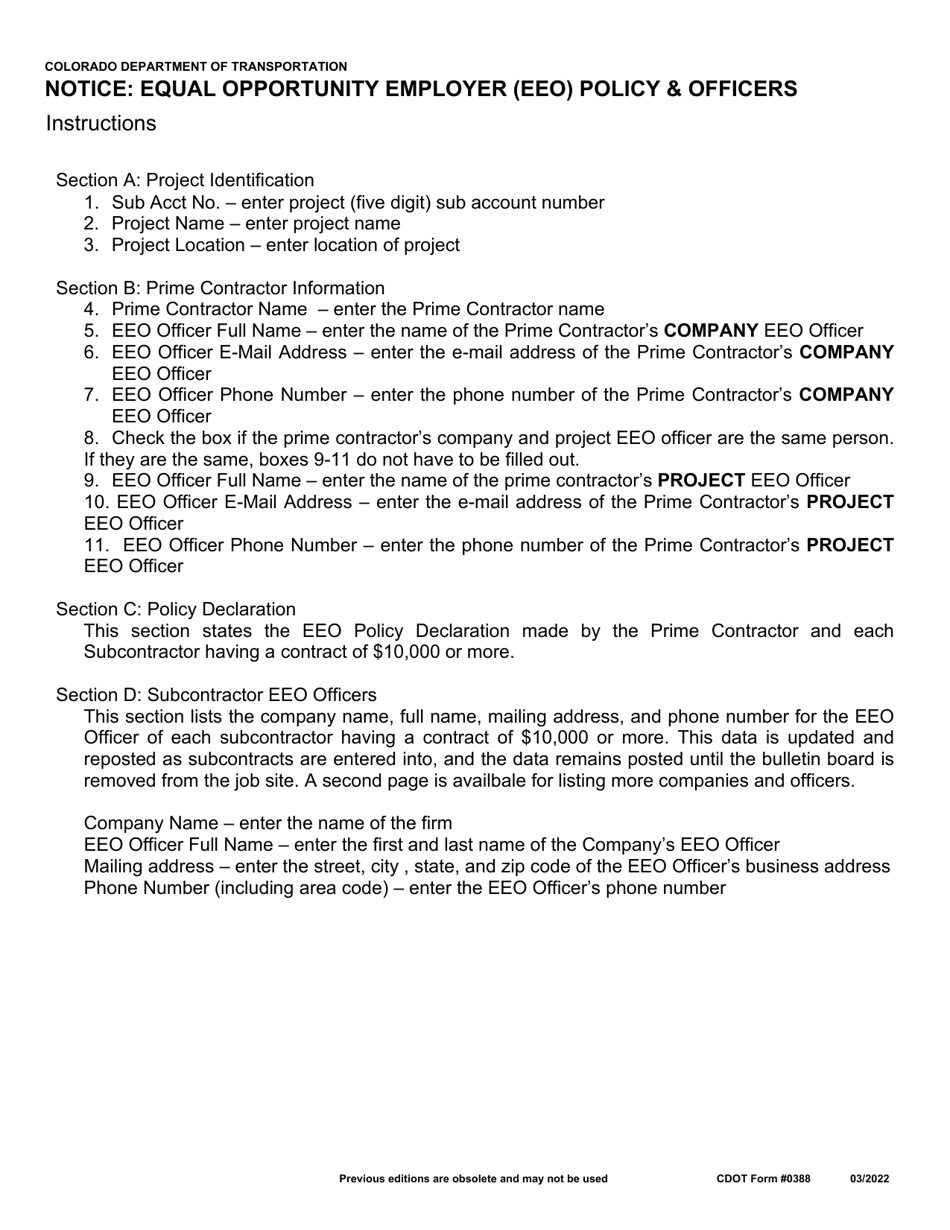CDOT Form 0388 Notice: Equal Opportunity Employer (EEO) Policy  Officers - Colorado, Page 3