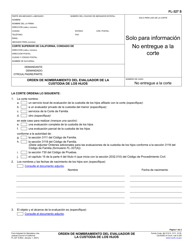 Formulario FL-327 Orden De Nombramiento Del Evaluador De La Custodia De Los Hijos - California (Spanish)