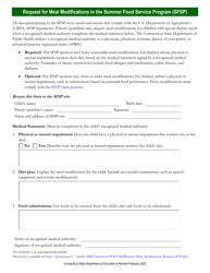Document preview: Request for Meal Modifications in the Summer Food Service Program (Sfsp) - Connecticut