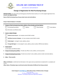 Document preview: Change in Registration for Risk Purchasing Groups - Connecticut