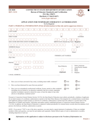 Document preview: Form ED2020 Application for Temporary Emergency Authorization - Connecticut
