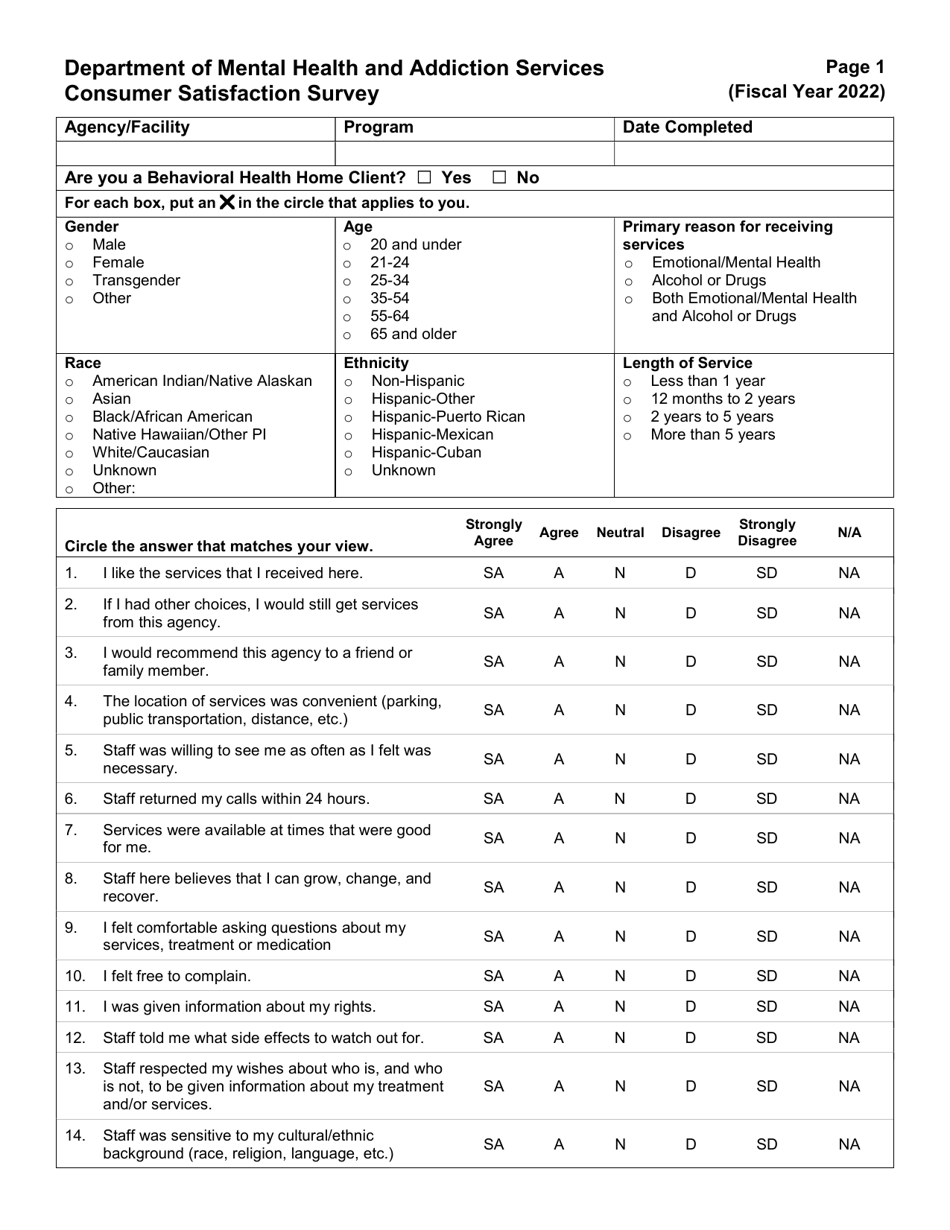 Consumer Satisfaction Survey - Connecticut, Page 1