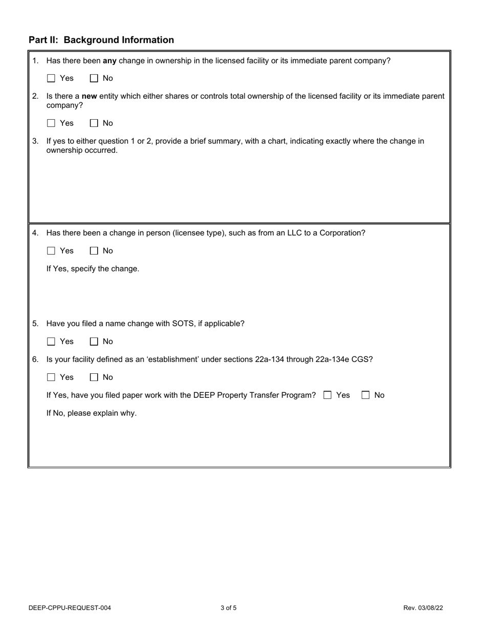 Form DEEP-CPPU-REQUEST-004 Request to Change Company / Individual Name - Connecticut, Page 3