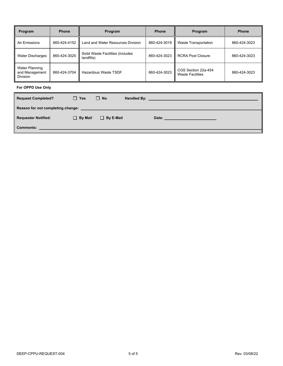Form DEEP-CPPU-REQUEST-004 Request to Change Company / Individual Name - Connecticut, Page 5