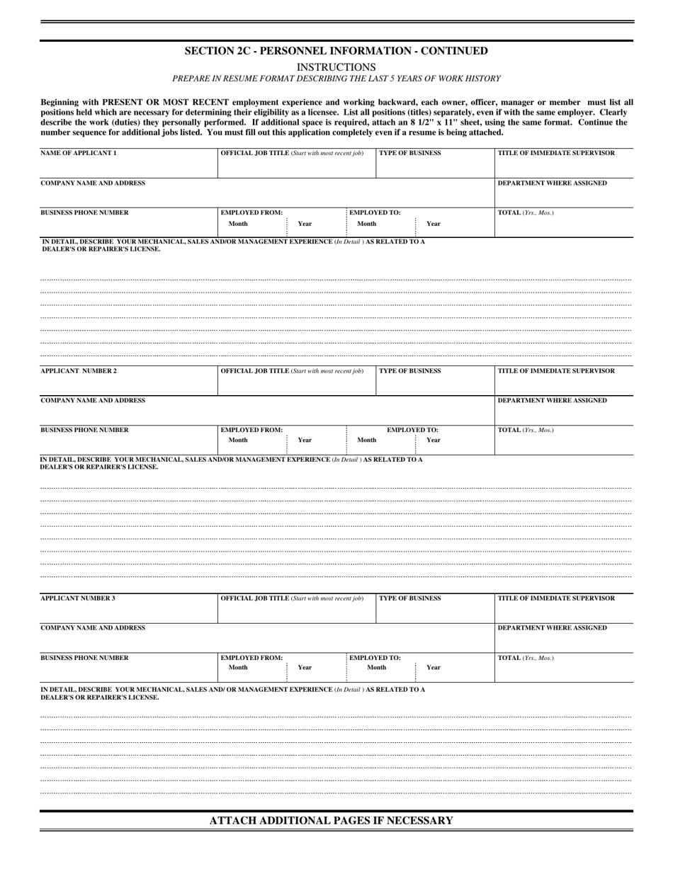 Form K-8 License Inspection Application - Connecticut, Page 2