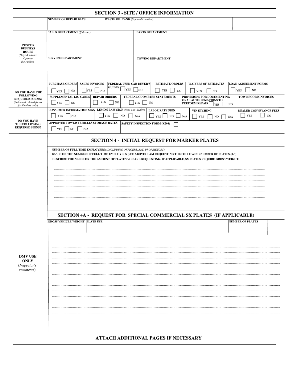 Form K-8 License Inspection Application - Connecticut, Page 3