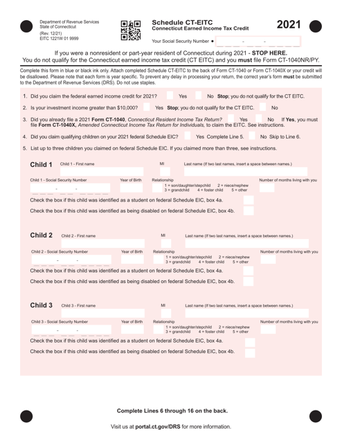 Schedule CT-EITC 2021 Printable Pdf