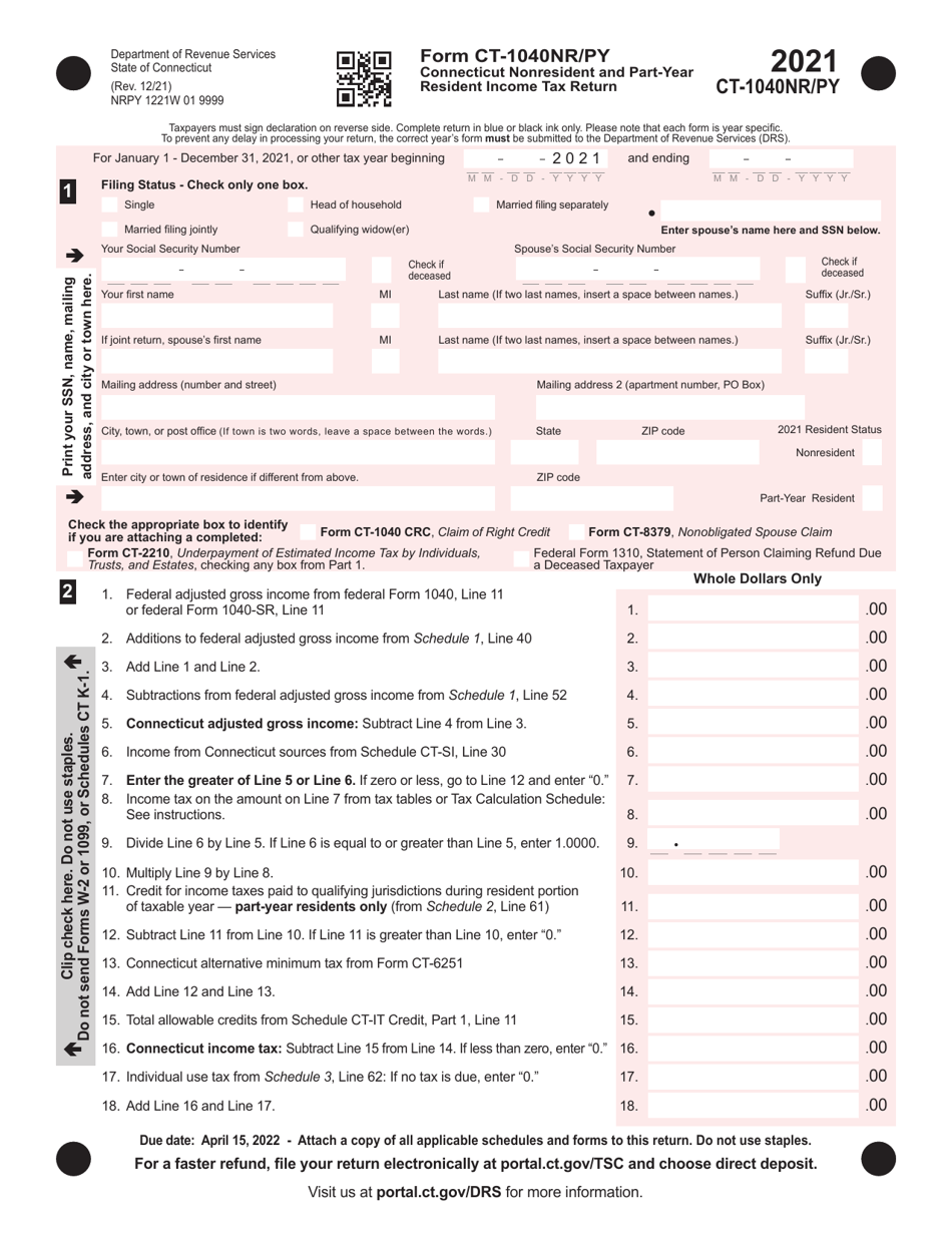 Form Ct 1040nrpy Download Printable Pdf Or Fill Online Connecticut Nonresident And Part Year 6498