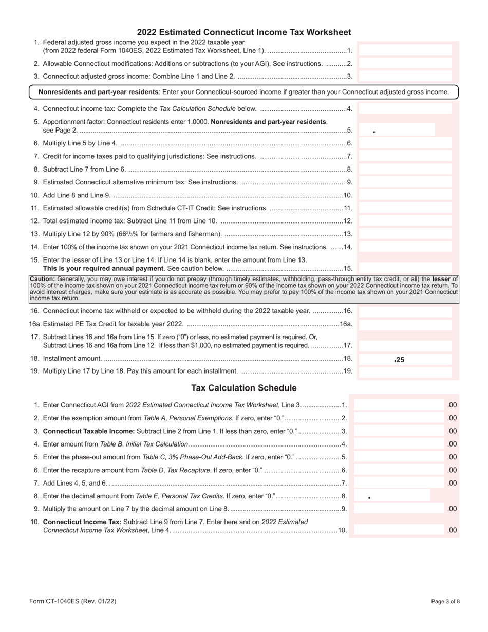 Form CT-1040ES Estimated Connecticut Income Tax Payment Coupon for Individuals - Connecticut, Page 3
