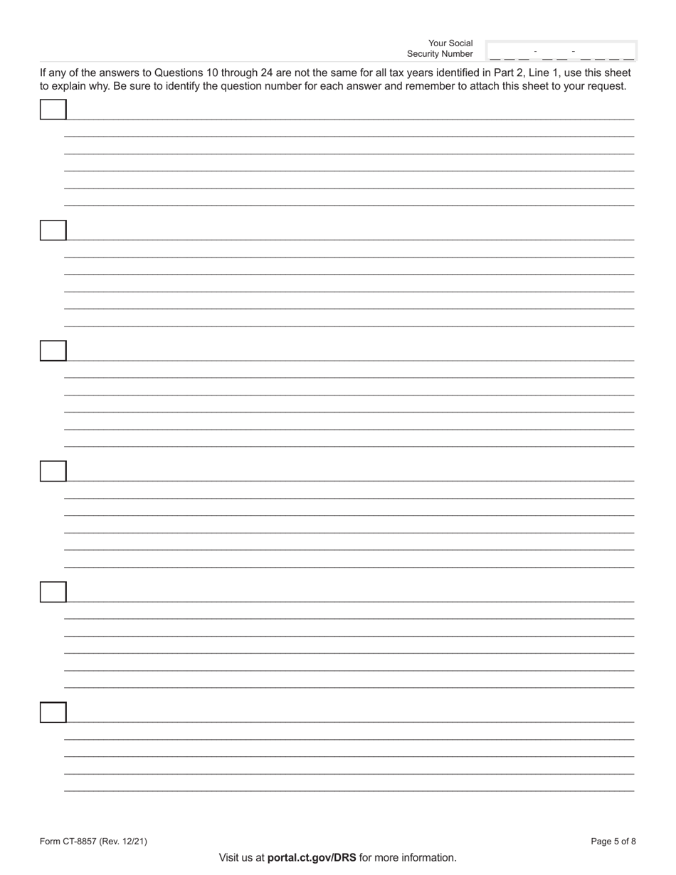 Form CT-8857 Request for Innocent Spouse Relief (And Separation of Liability and Equitable Relief) - Connecticut, Page 5