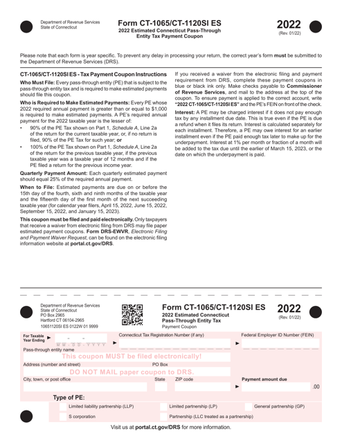 Form CT-1065 (CT-1120SI ES) 2022 Printable Pdf