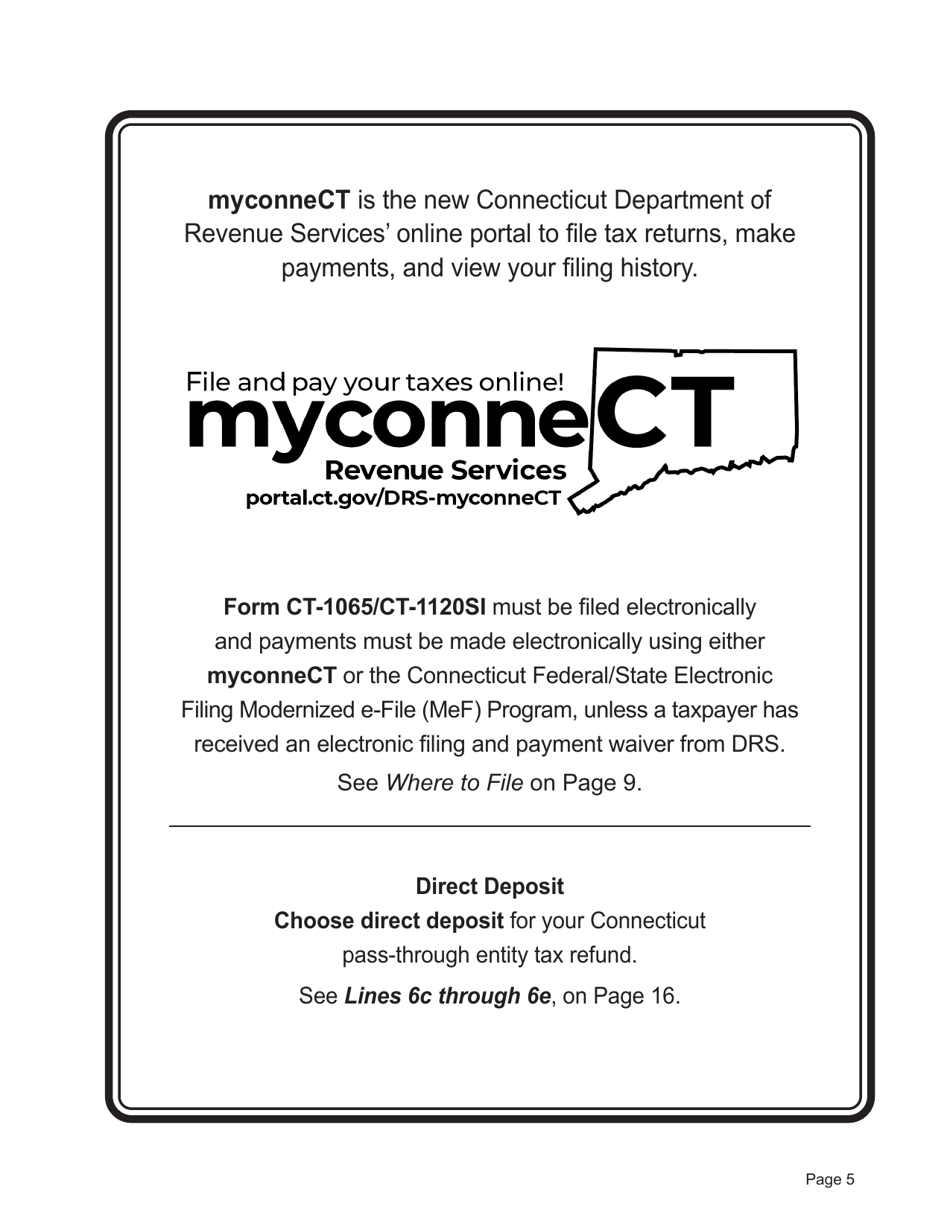 Instructions for Form CT-1065, CT-1120SI - Connecticut, Page 5