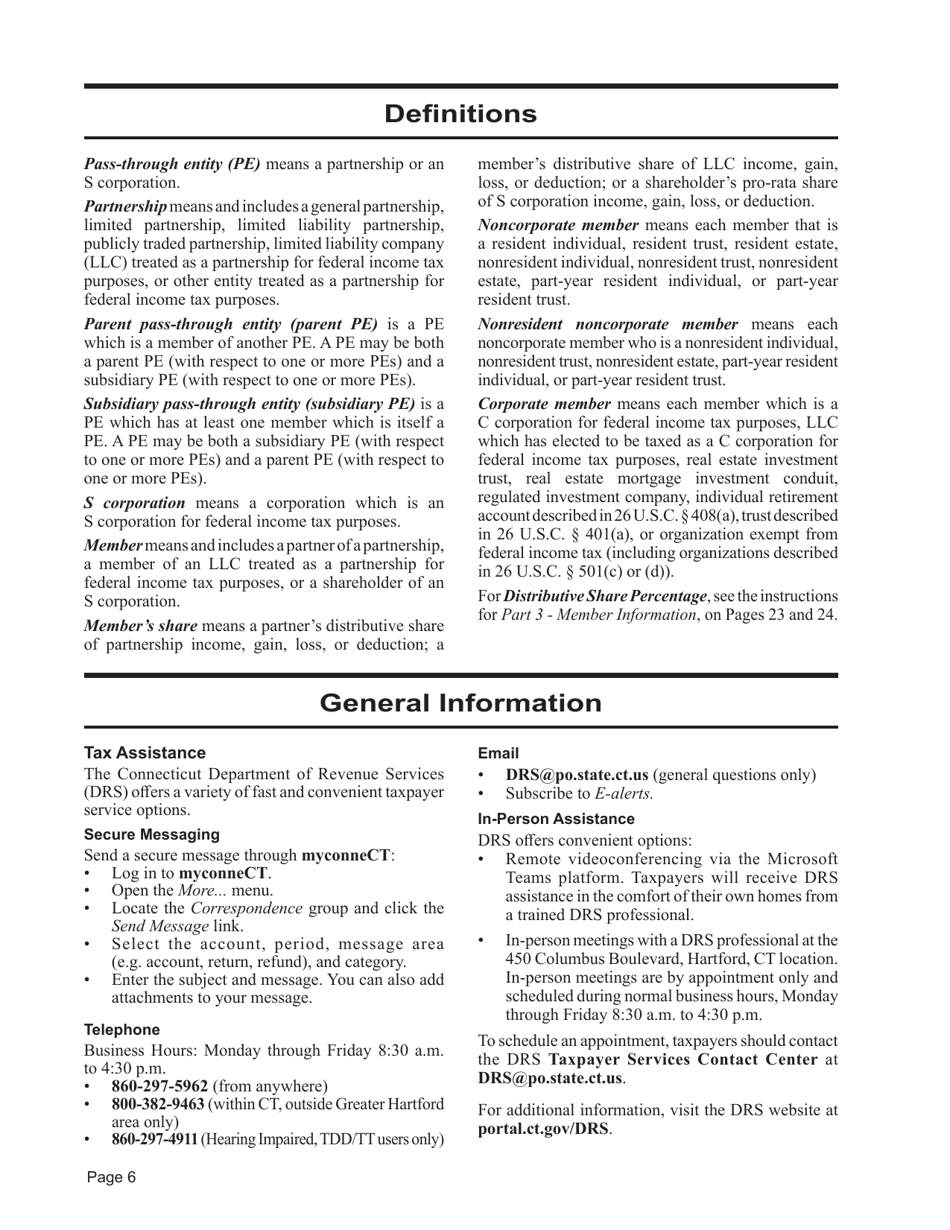 Instructions for Form CT-1065, CT-1120SI - Connecticut, Page 6