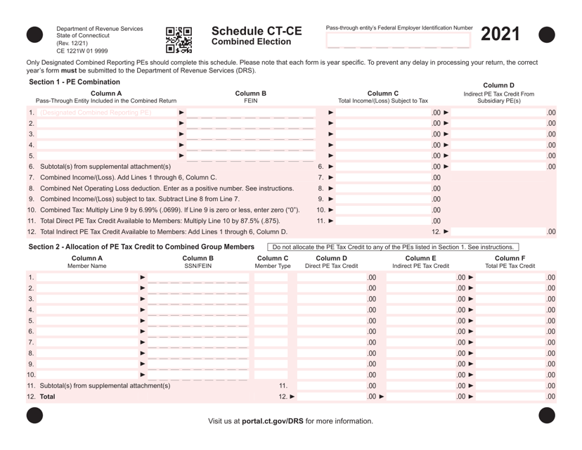 Schedule CT-CE 2021 Printable Pdf