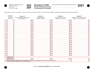 Schedule CT-NR Elective Composite Income Tax Remittance Calculation - Connecticut