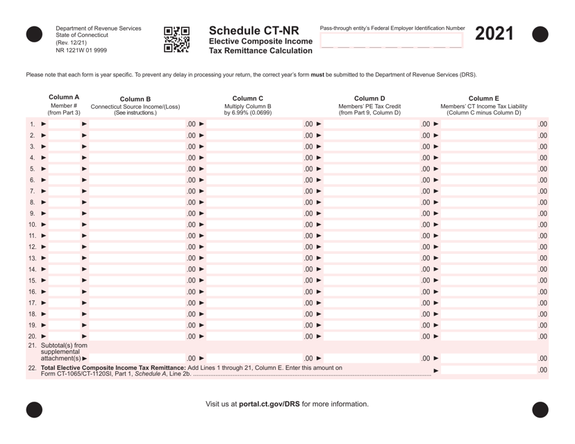 Schedule CT-NR 2021 Printable Pdf