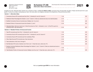 Schedule CT-AB Alternative Base Calculation - Connecticut