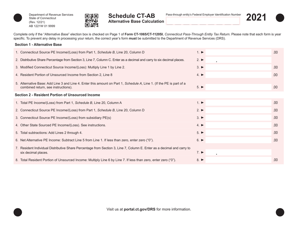 Schedule CT-AB Alternative Base Calculation - Connecticut, Page 1