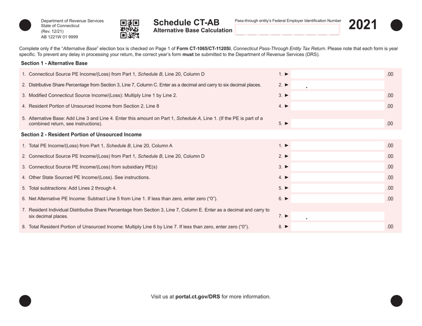 Schedule CT-AB 2021 Printable Pdf