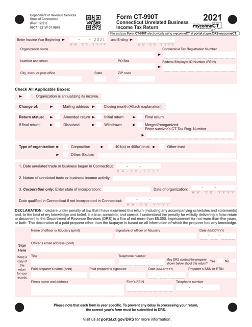 Form CT-990T 2021 Printable Pdf