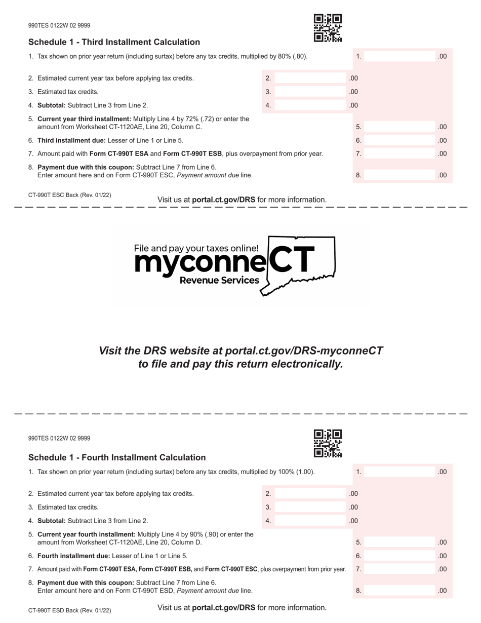 Form CT-990T ESA Estimated Unrelated Business Income Tax - Connecticut, Page 4