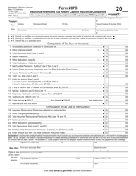Document preview: Form 207C Insurance Premiums Tax Return Captive Insurance Companies - Connecticut