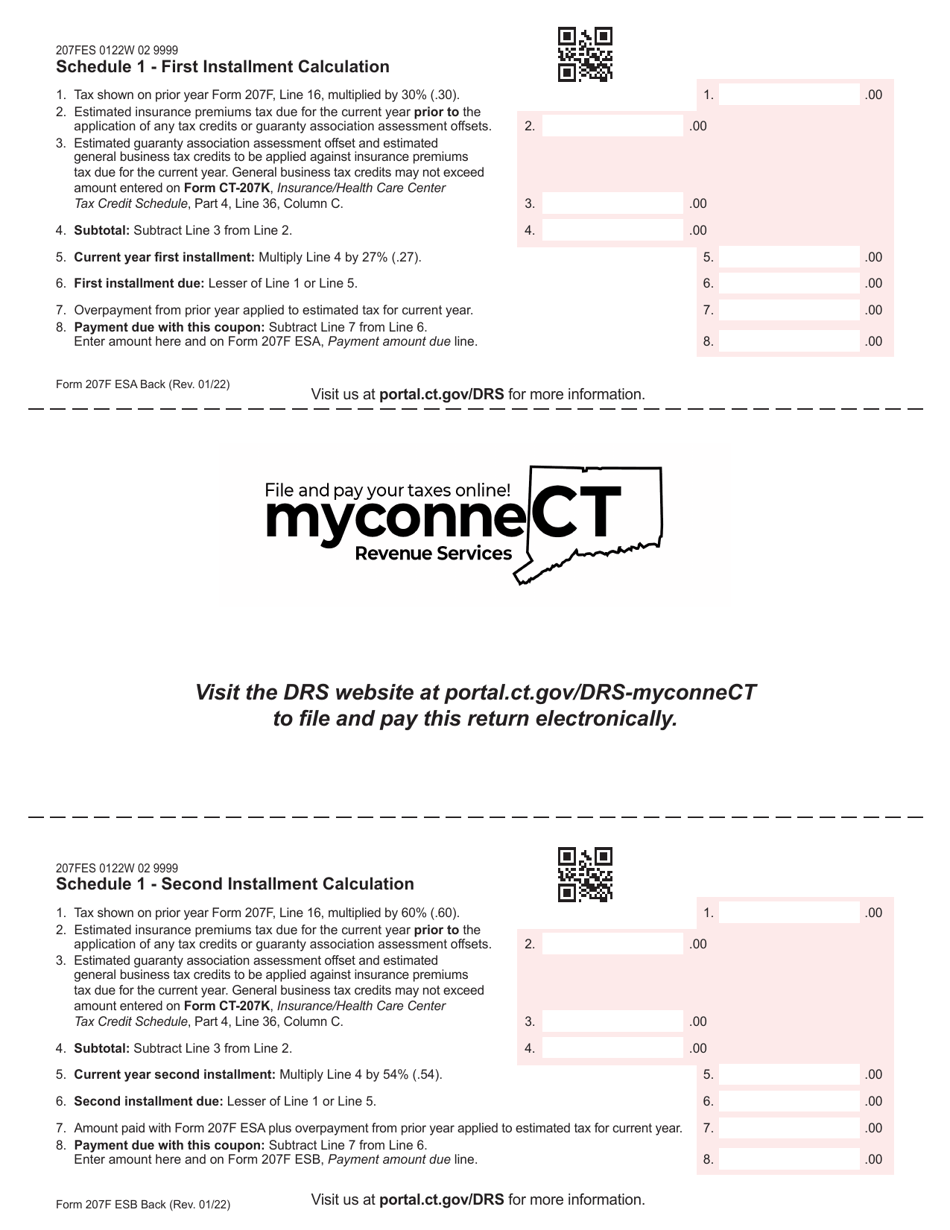 Form 207F ES Estimated Insurance Premiums Tax - Nonresident and Foreign Insurance Companies - Connecticut, Page 2