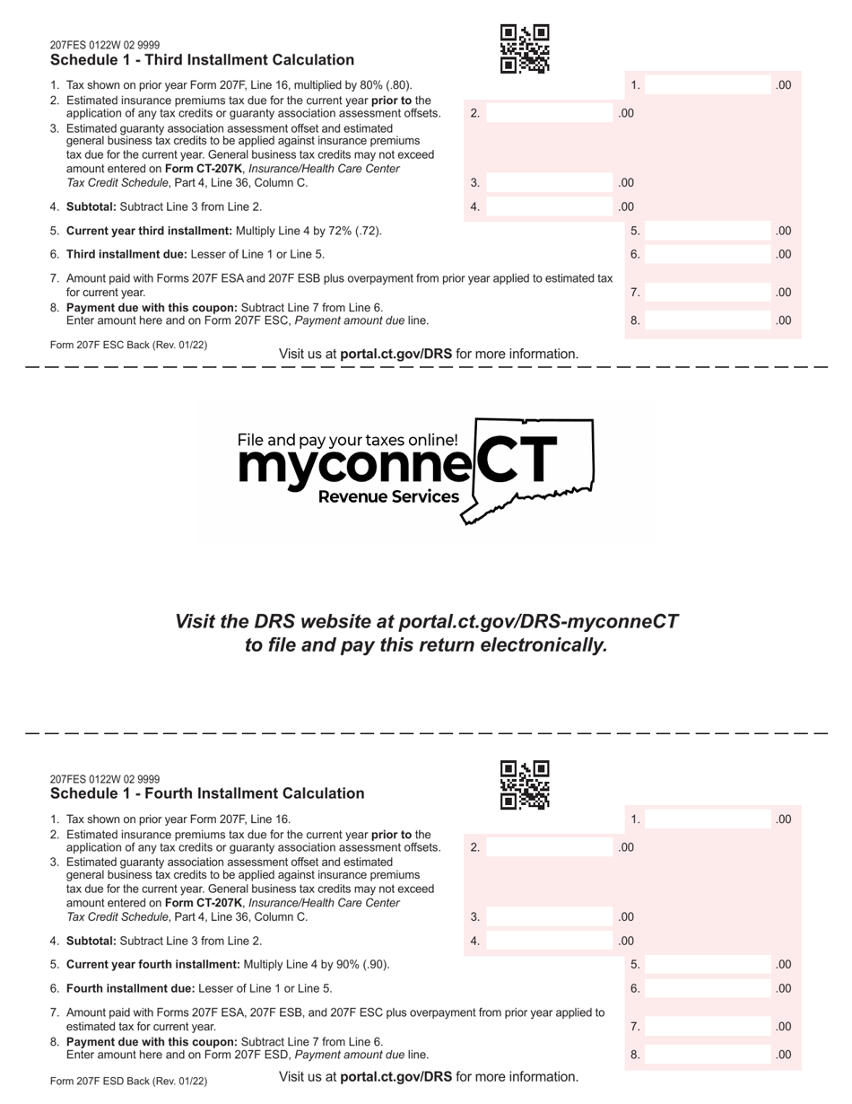 Form 207F ES Estimated Insurance Premiums Tax - Nonresident and Foreign Insurance Companies - Connecticut, Page 4