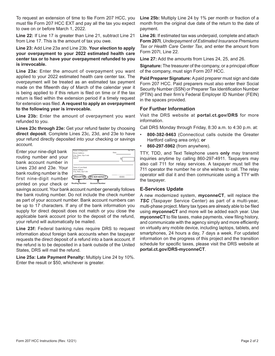 Form 207 HCC Connecticut Health Care Center Tax Return - Connecticut, Page 4