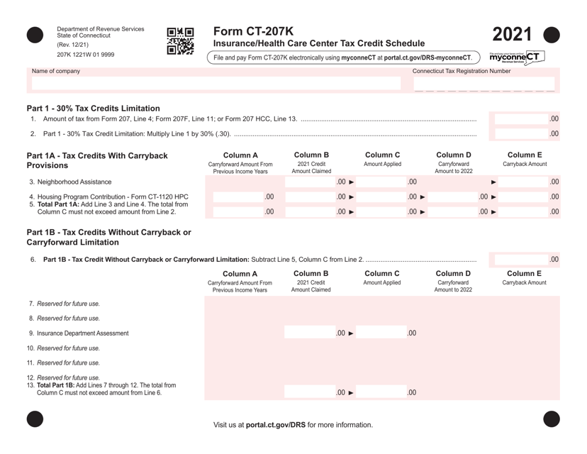 Form CT-207K 2021 Printable Pdf