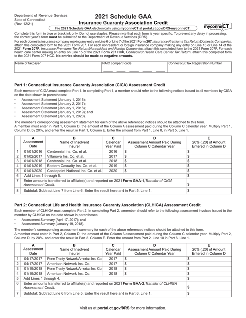 Schedule GAA 2021 Printable Pdf