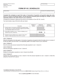 Document preview: Form OP-161 Schedule B Petroleum Products Gross Earnings Tax Return - Sales Price Is in Excess of $3.225 Per Gallon - Connecticut