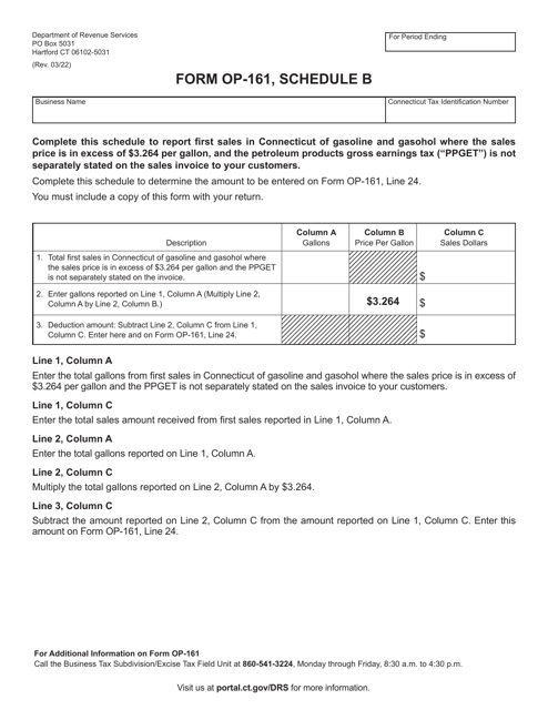 Form OP-161 Schedule B  Printable Pdf
