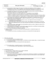 Formulario UD-105 Respuesta a Demanda De Retencion Ilicita - California (Spanish), Page 4