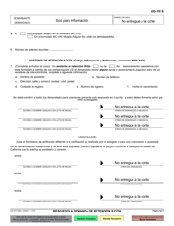 Formulario UD-105 Respuesta a Demanda De Retencion Ilicita - California (Spanish), Page 5