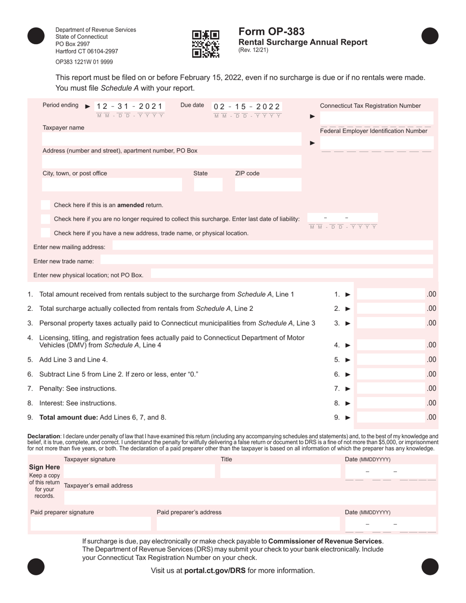 Form OP-383 Download Printable PDF or Fill Online Rental Surcharge ...