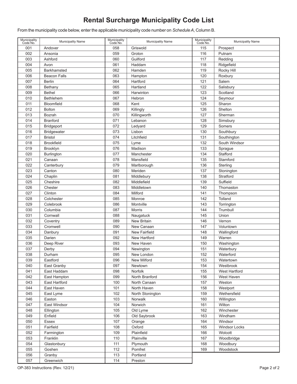 Form OP-383 Rental Surcharge Annual Report - Connecticut, Page 4