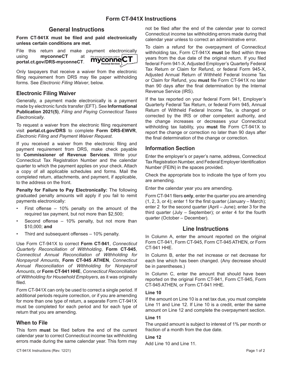 Form CT-941X Amended Connecticut Reconciliation of Withholding - Connecticut, Page 3