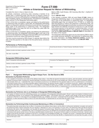 Form CT-590 &quot;Athlete or Entertainer Request for Waiver of Withholding&quot; - Connecticut