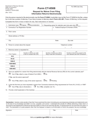 Form CT-8508 &quot;Request for Waiver From Filing Information Returns Electronically&quot; - Connecticut