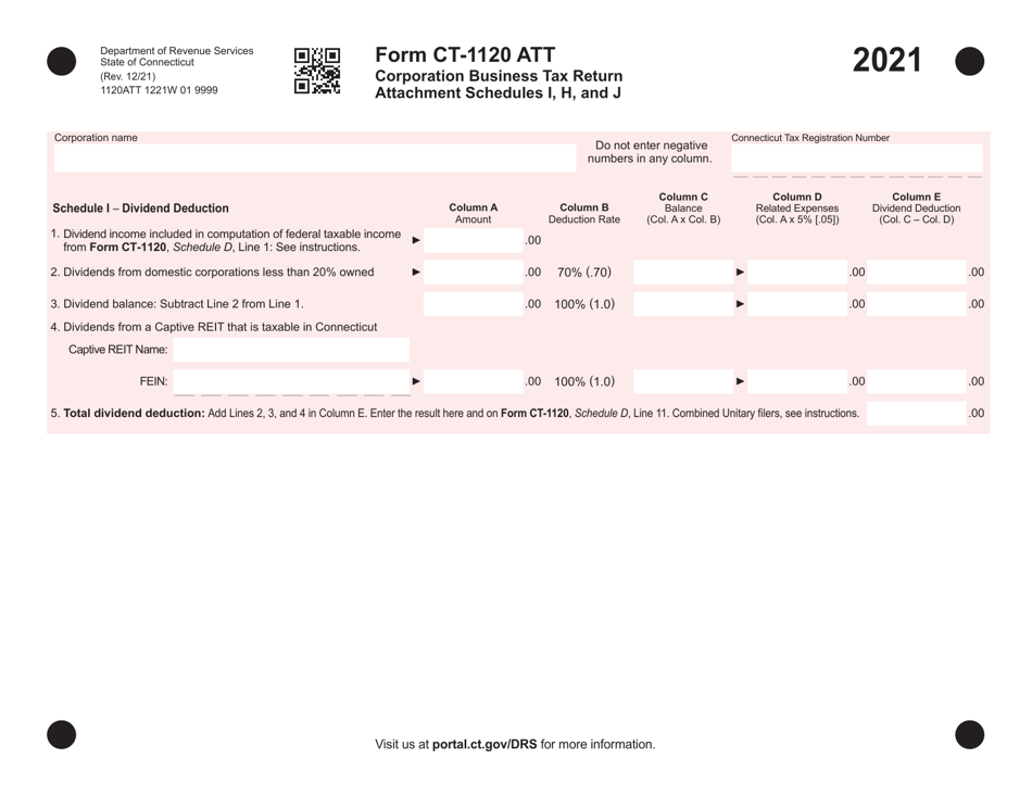 Form CT-1120 ATT Schedule H, I, J Corporation Business Tax Return - Connecticut, Page 1