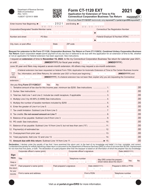 Form CT-1120 EXT 2021 Printable Pdf