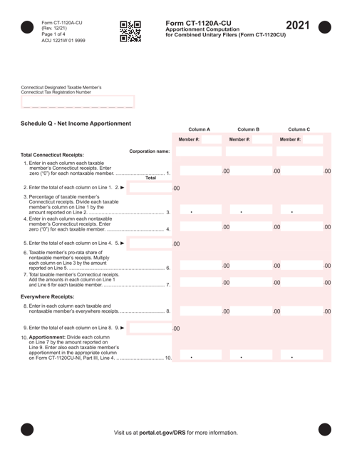 Form CT-1120A-CU 2021 Printable Pdf