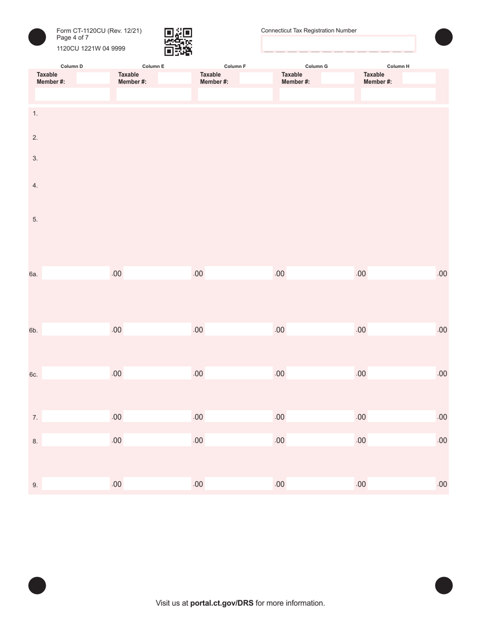Form CT-1120CU Combined Unitary Corporation Business Tax Return - Connecticut, Page 4