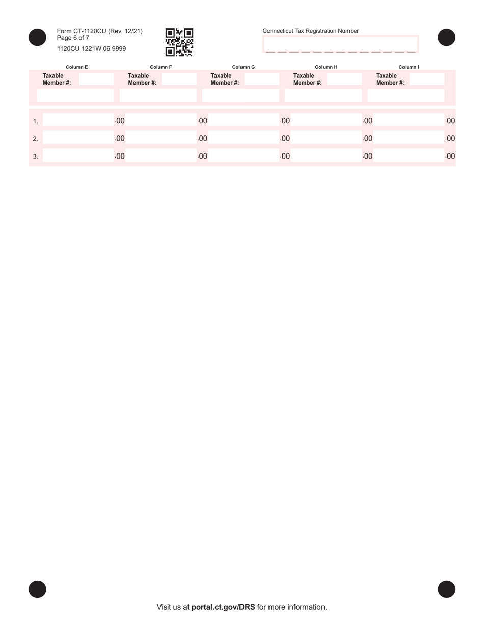 Form CT-1120CU Combined Unitary Corporation Business Tax Return - Connecticut, Page 6