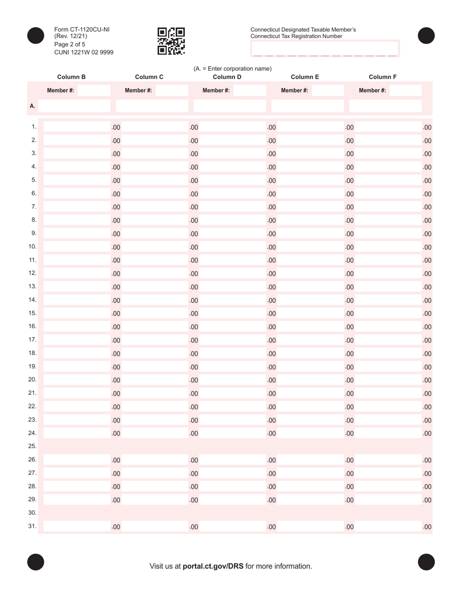 Form CT-1120CU-NI Tax on Combined Group Net Income - Connecticut, Page 2