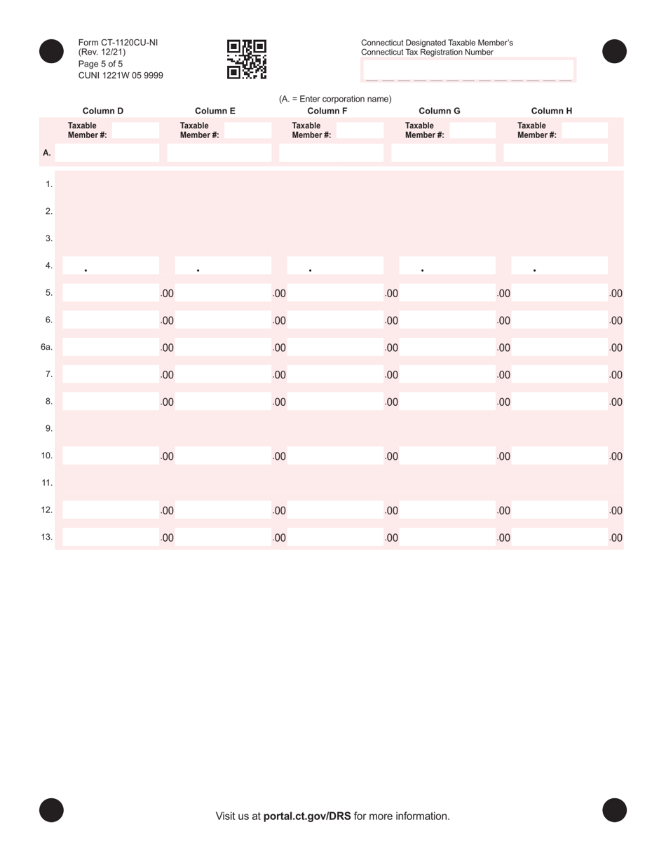 Form CT-1120CU-NI Tax on Combined Group Net Income - Connecticut, Page 5